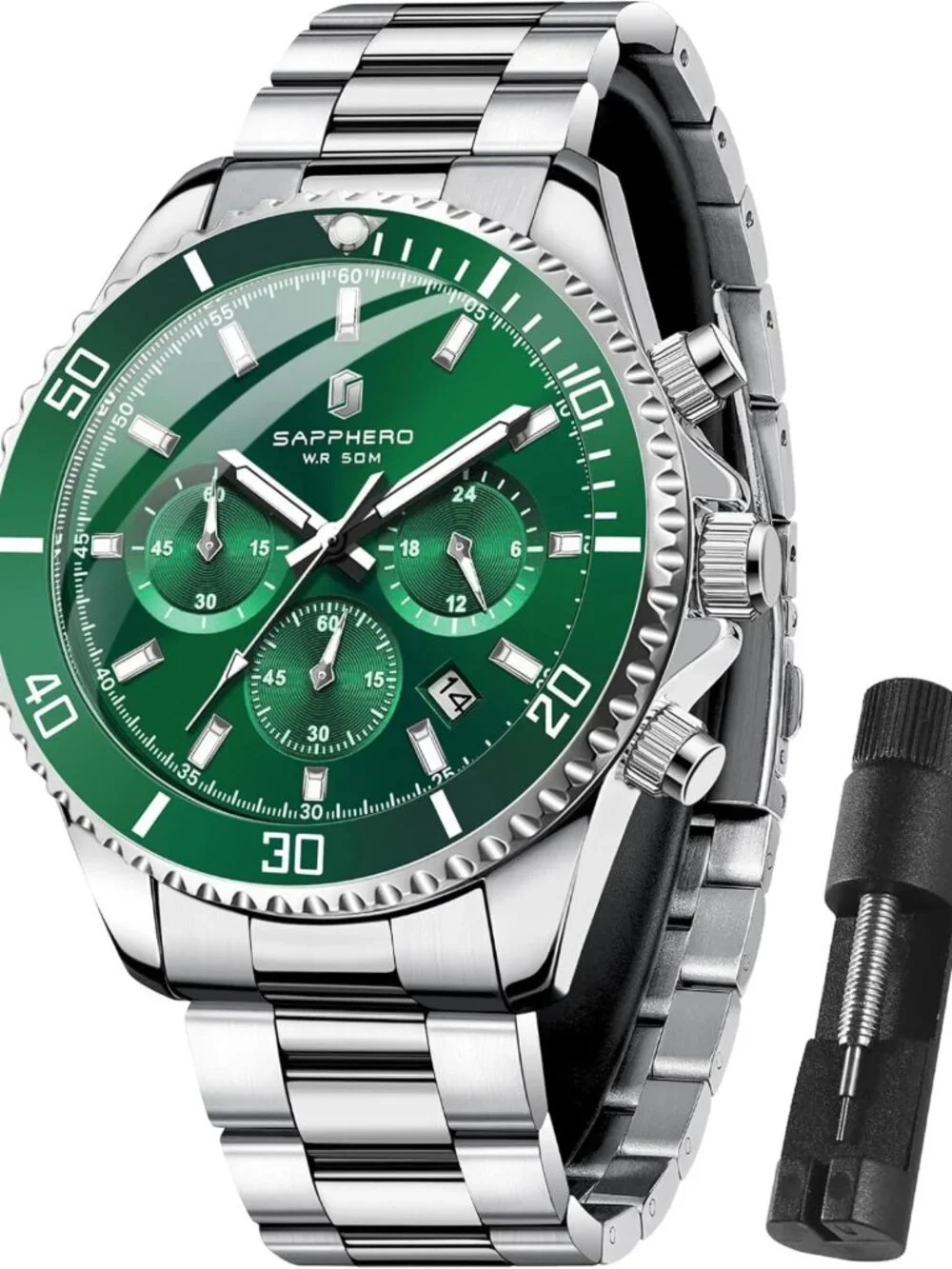 Stylish Men's Analog Quartz Chronograph Watch - 50M Waterproof, Stainless Steel